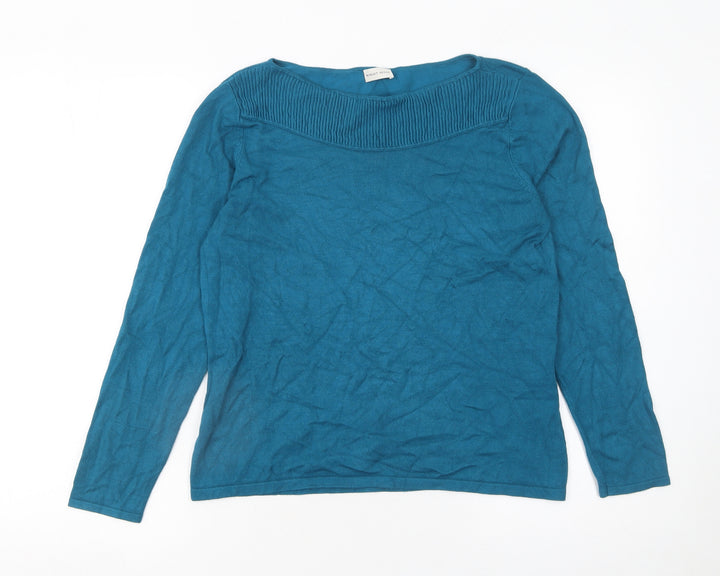 Minuet Petite Women’s Blue Boat Neck Knit Pullover Jumper Size M