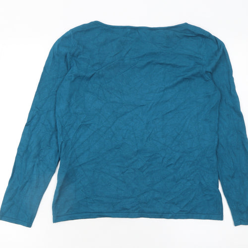 Minuet Petite Women’s Blue Boat Neck Knit Pullover Jumper Size M
