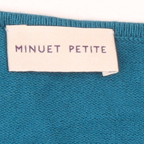Minuet Petite Women’s Blue Boat Neck Knit Pullover Jumper Size M
