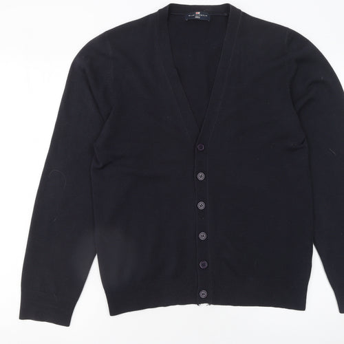 Marks and Spencer Men’s Black V-Neck Button Cardigan Medium Acrylic
