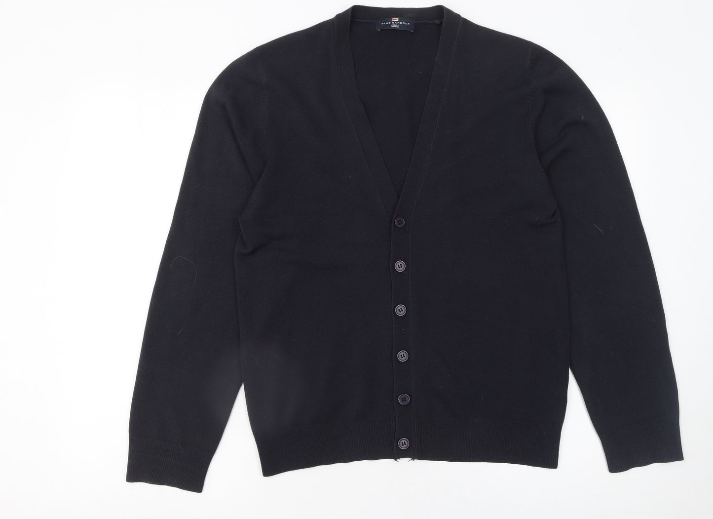Marks and Spencer Men’s Black V-Neck Button Cardigan Medium Acrylic
