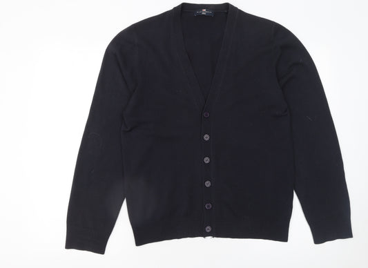 Marks and Spencer Men’s Black V-Neck Button Cardigan Medium Acrylic