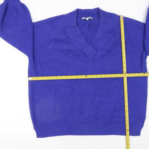 Next Women Blue V-Neck Relaxed Knit Pullover Jumper XL