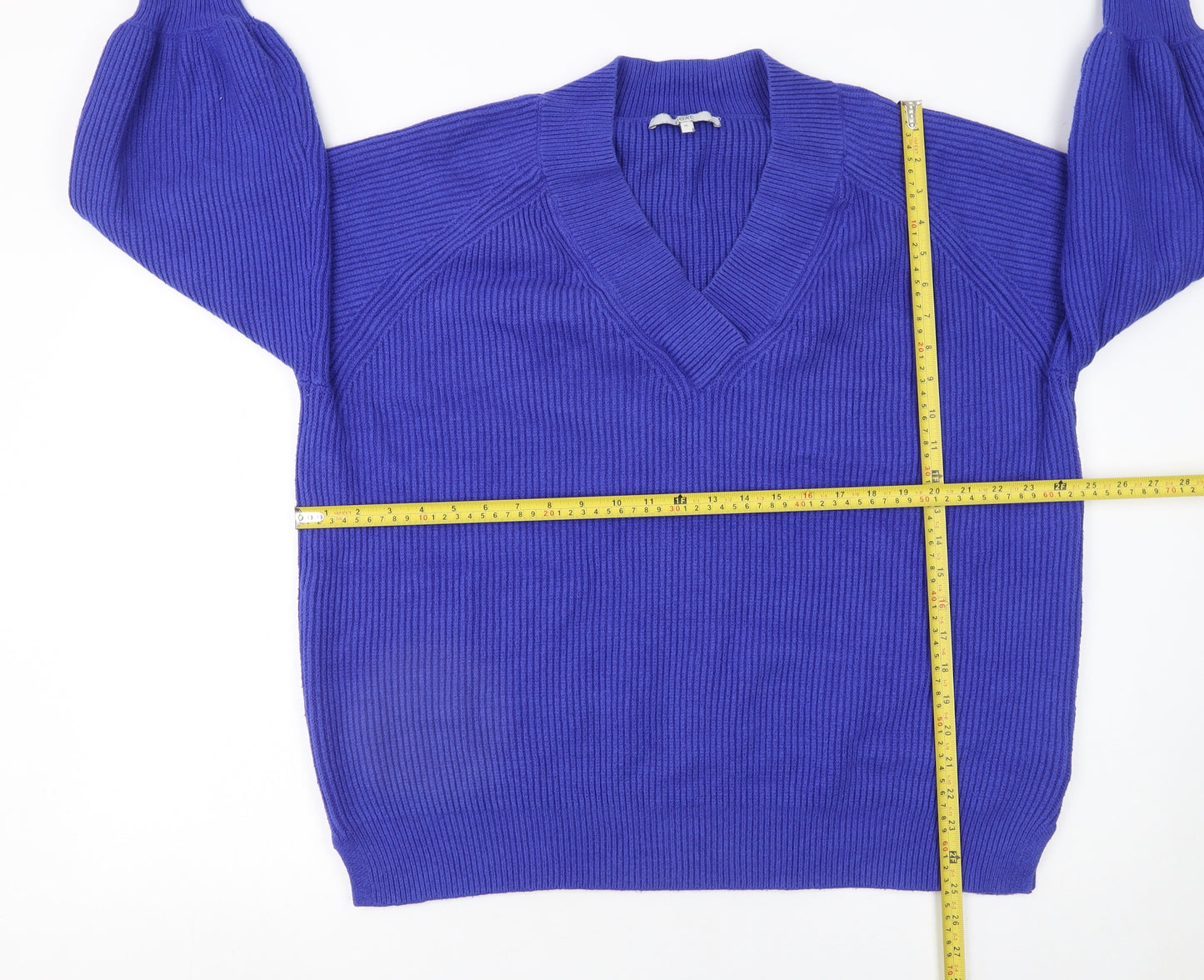 Next Women Blue V-Neck Relaxed Knit Pullover Jumper XL