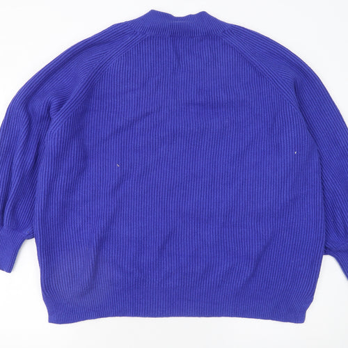 Next Women Blue V-Neck Relaxed Knit Pullover Jumper XL