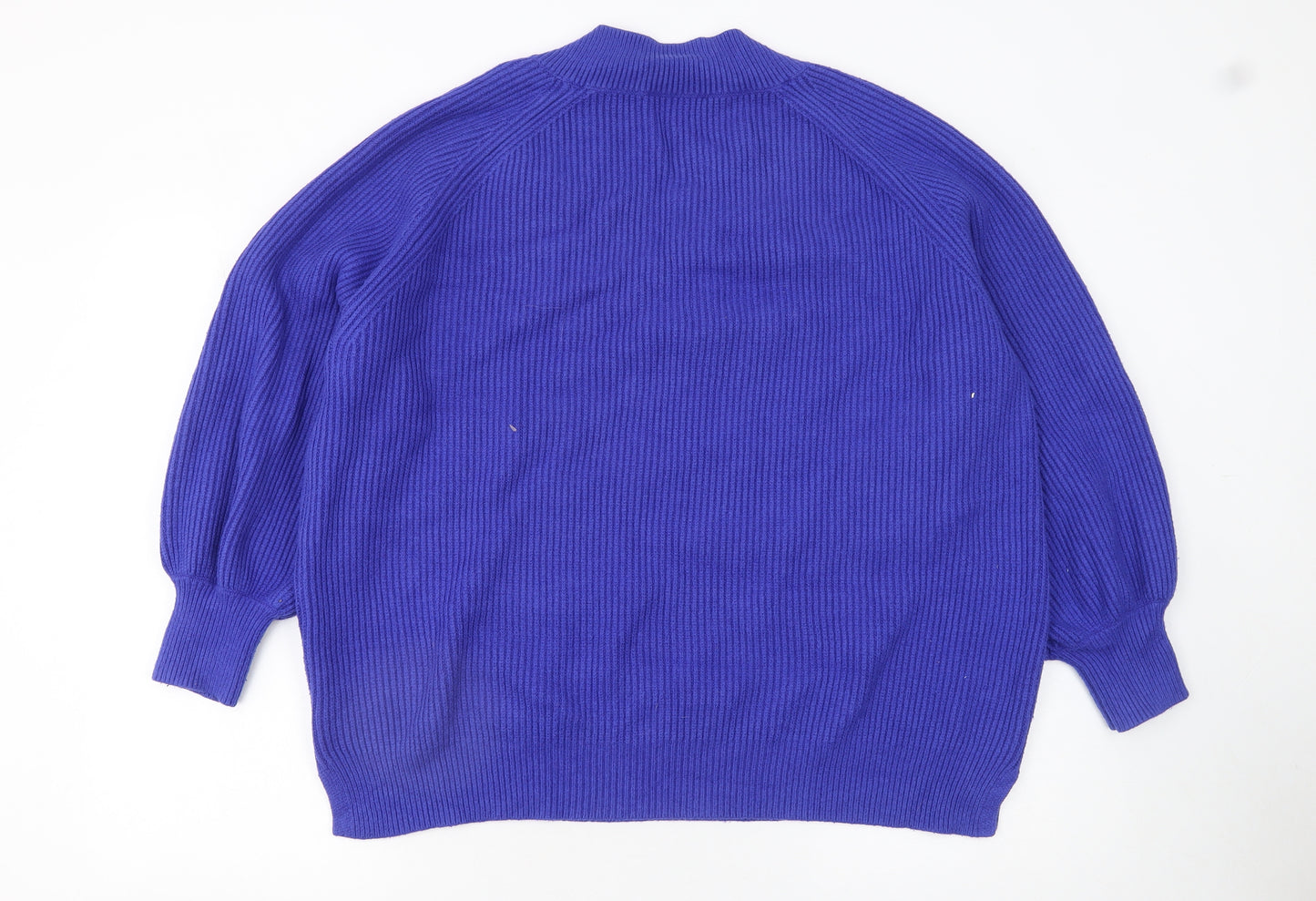 Next Women Blue V-Neck Relaxed Knit Pullover Jumper XL