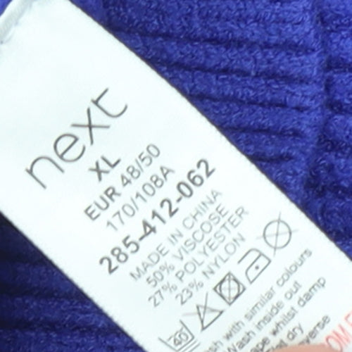 Next Women Blue V-Neck Relaxed Knit Pullover Jumper XL