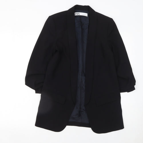 ZARA Womens Black XS Longline Tailored Blazer Jacket