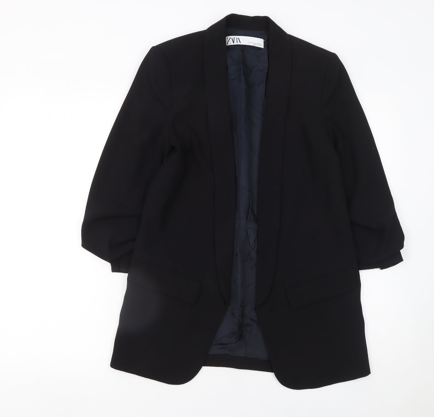 ZARA Womens Black XS Longline Tailored Blazer Jacket