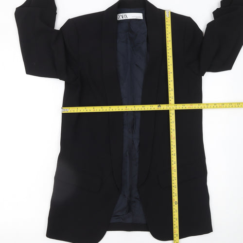 ZARA Womens Black XS Longline Tailored Blazer Jacket