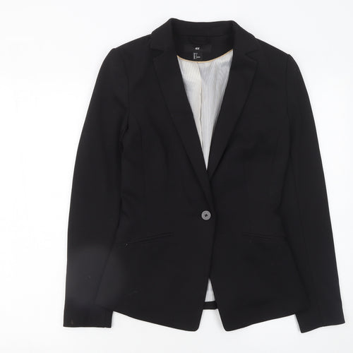 H&M Women Black Size 6 Single-Breasted Blazer Jacket
