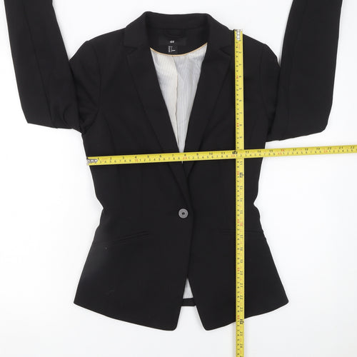 H&M Women Black Size 6 Single-Breasted Blazer Jacket