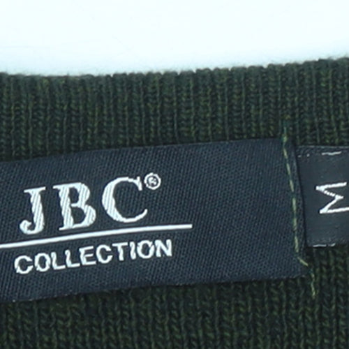 JBC Collection Men's Green Argyle V-Neck Pullover Jumper M