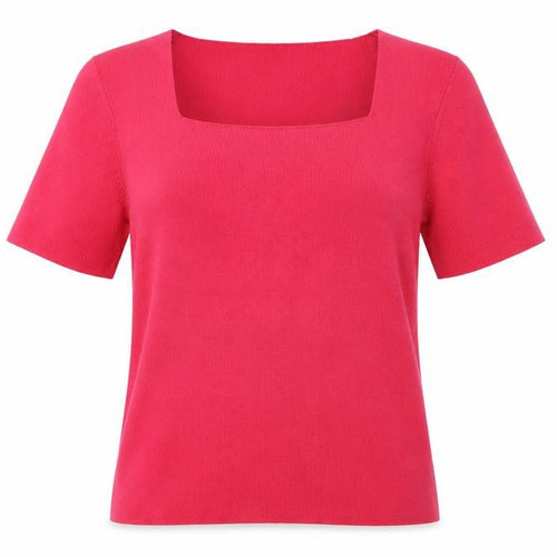 Marks and Spencer Womens Pink Square Neck Short Sleeve Knit Jumper Size 10
