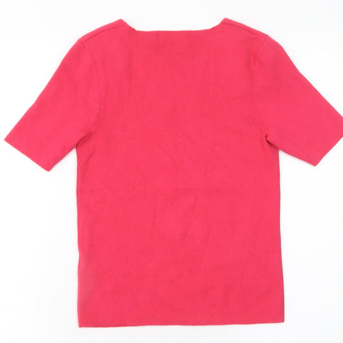 Marks and Spencer Womens Pink Square Neck Short Sleeve Knit Jumper Size 10