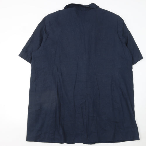 Next Women's Navy Linen Blend Double Breasted Blazer UK 24