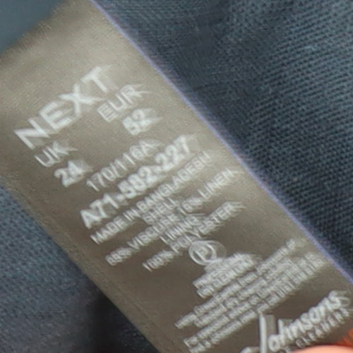 Next Women's Navy Linen Blend Double Breasted Blazer UK 24