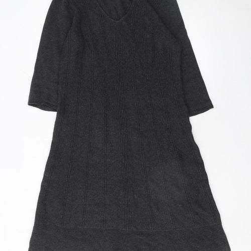 Monsoon Women’s Black Cotton Knit V-Neck Dress Size 12