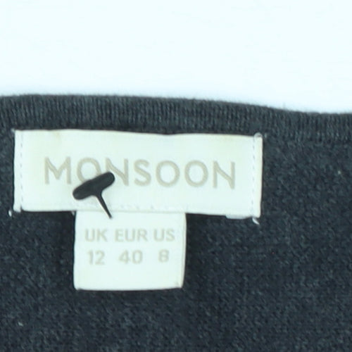 Monsoon Women’s Black Cotton Knit V-Neck Dress Size 12