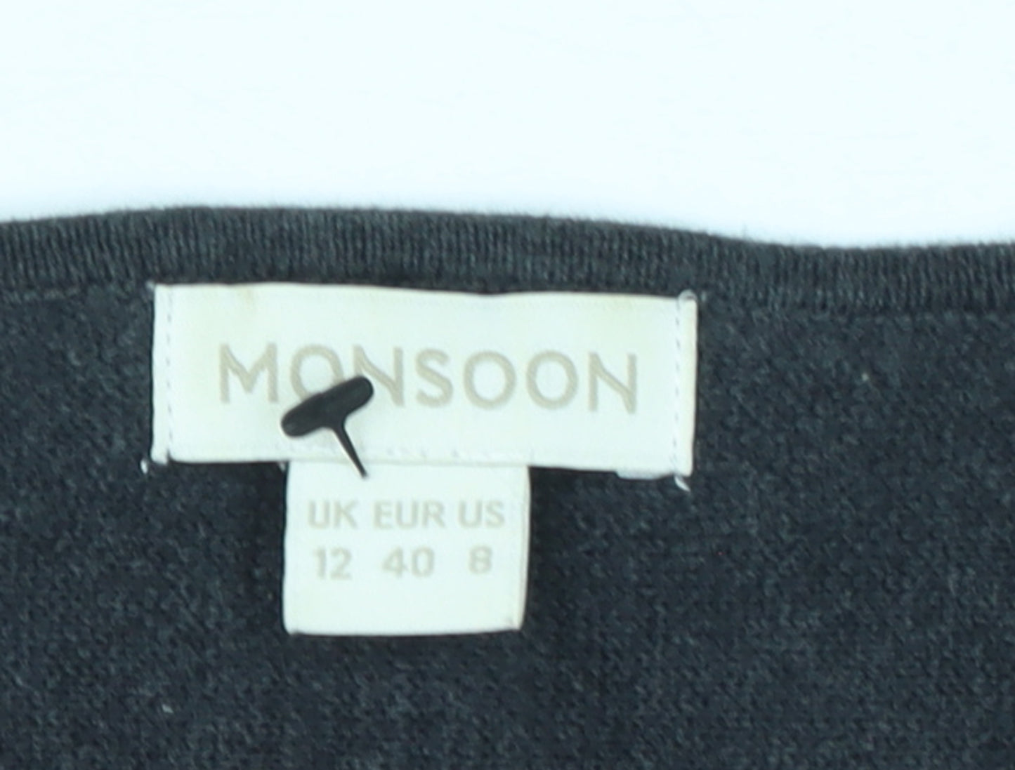 Monsoon Women’s Black Cotton Knit V-Neck Dress Size 12