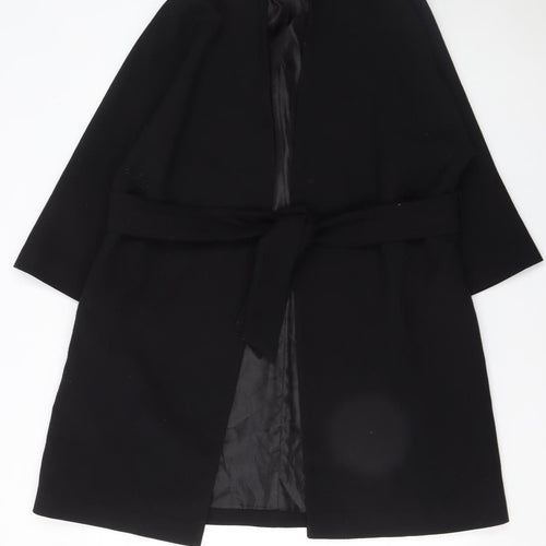 F&F Womens Black Belted Mid-Length Trench Coat UK 12