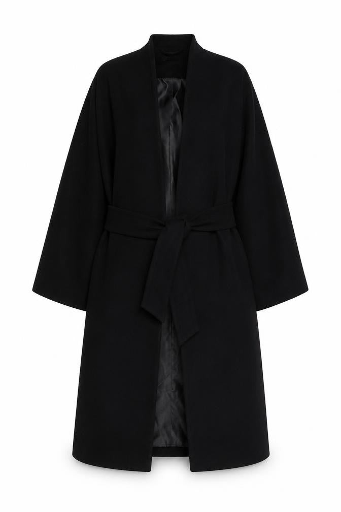 F&F Womens Black Belted Mid-Length Trench Coat UK 12