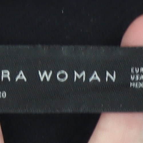Zara Women Black Wool Blend Biker Coat Size 12