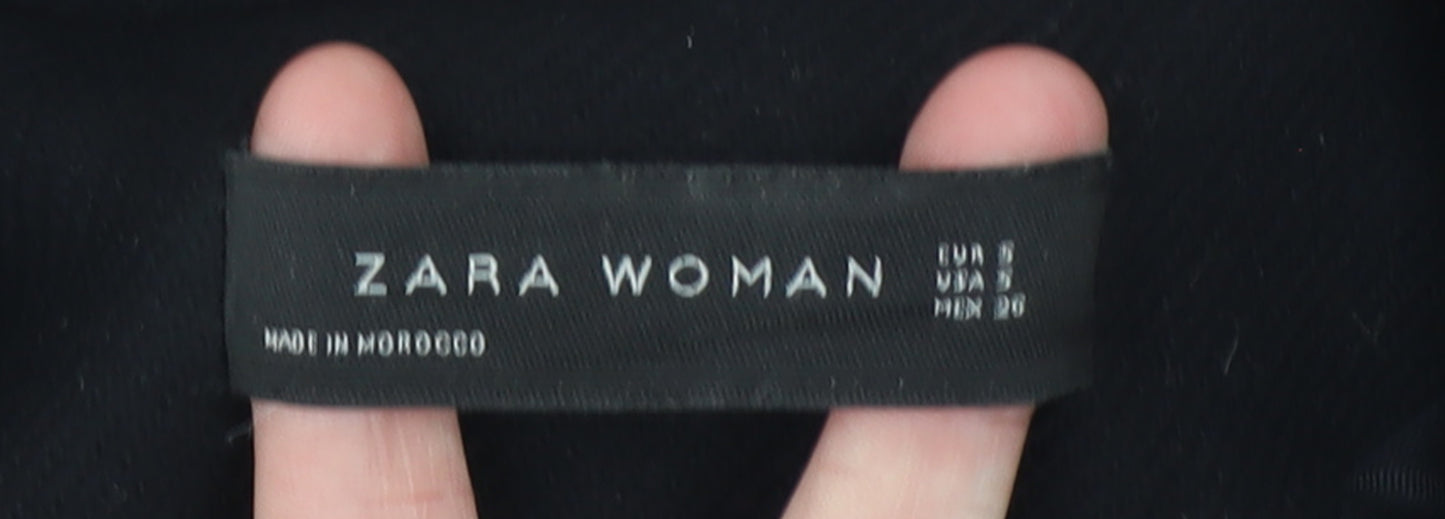 Zara Women Black Wool Blend Biker Coat Size 12