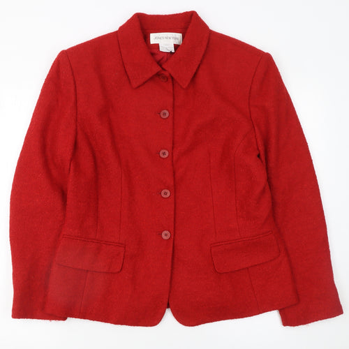 Jones New York Women's Red Wool Blend Classic Blazer Size 12
