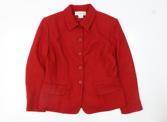 Jones New York Women's Red Wool Blend Classic Blazer Size 12