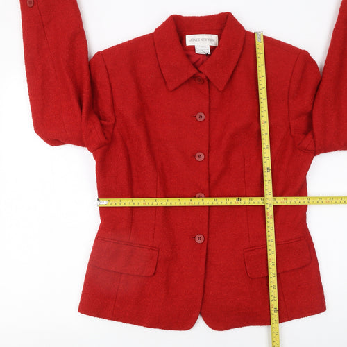 Jones New York Women's Red Wool Blend Classic Blazer Size 12