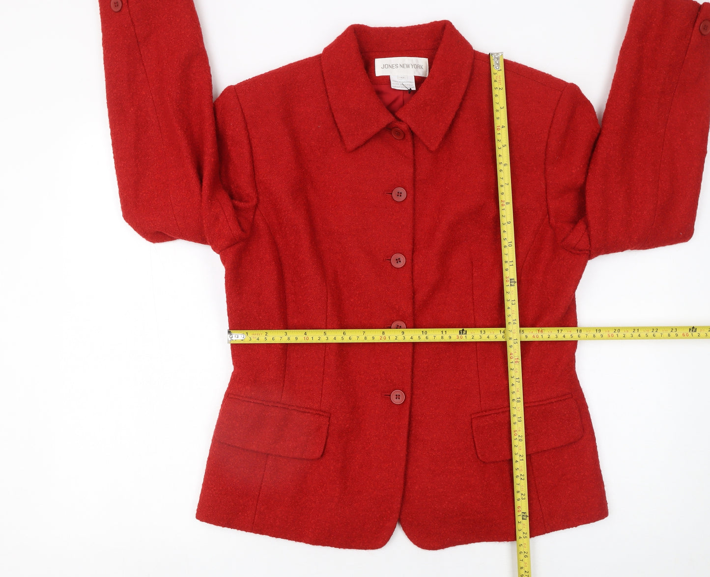 Jones New York Women's Red Wool Blend Classic Blazer Size 12