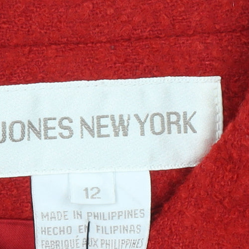 Jones New York Women's Red Wool Blend Classic Blazer Size 12