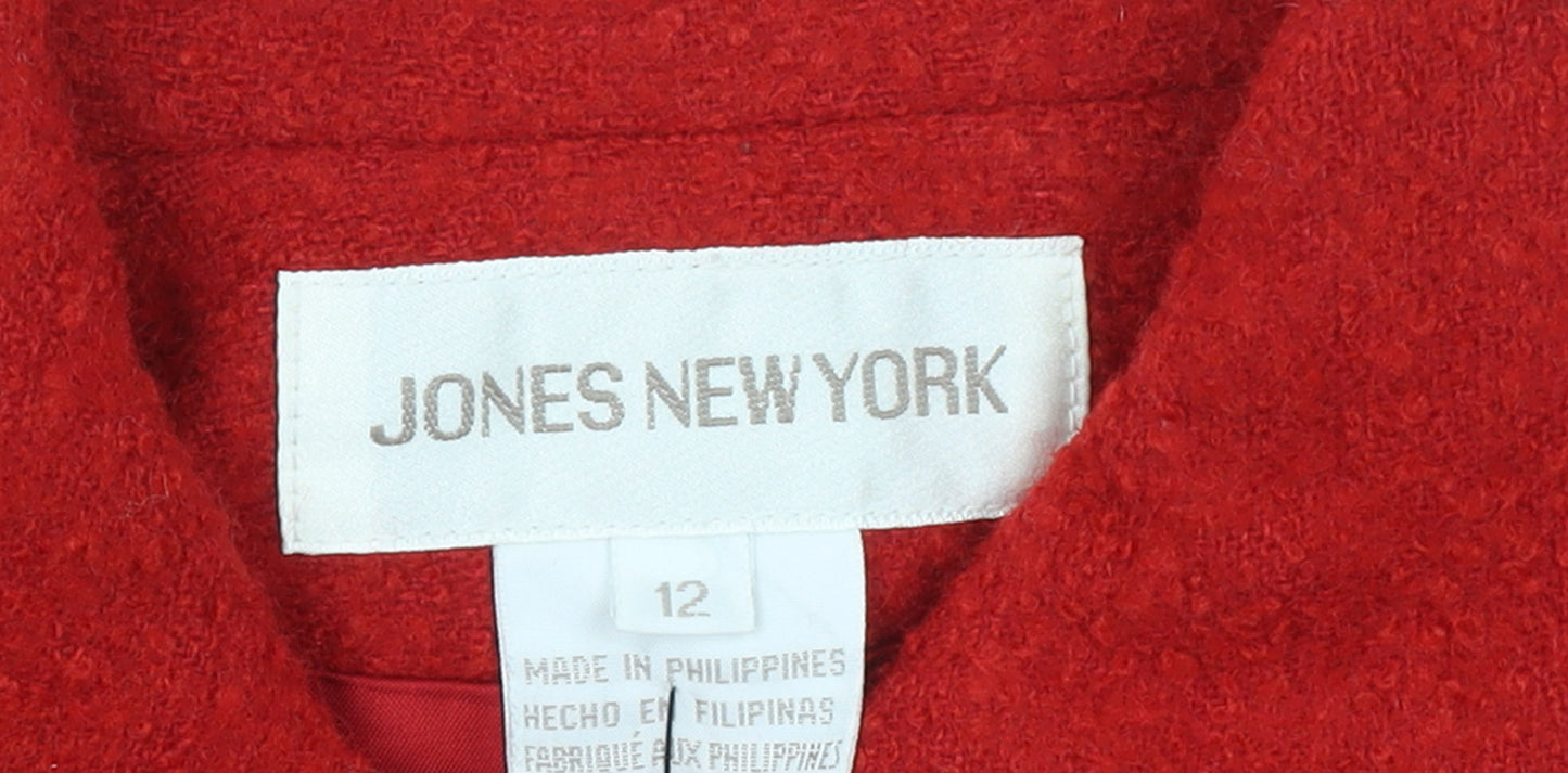 Jones New York Women's Red Wool Blend Classic Blazer Size 12