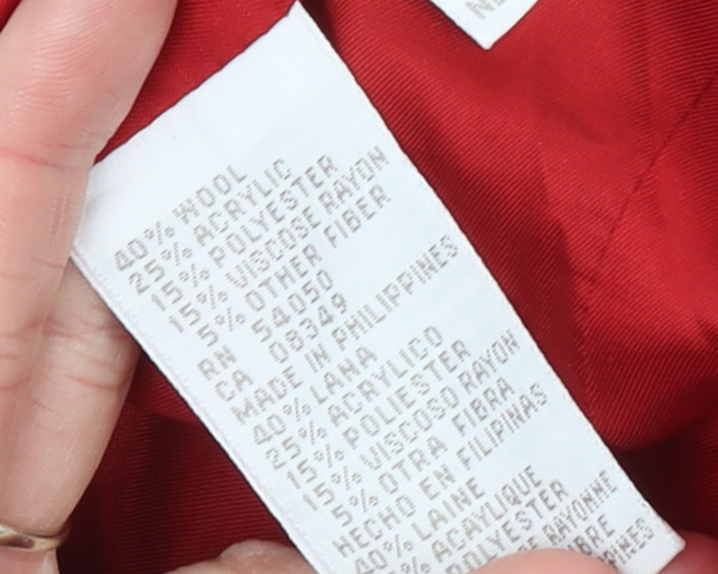 Jones New York Women's Red Wool Blend Classic Blazer Size 12