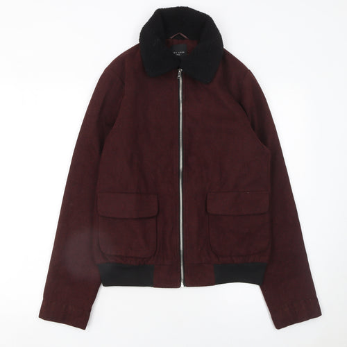 New Look Women Brown Wool Blend Bomber Jacket Size 10 Tall