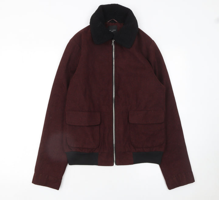 New Look Women Brown Wool Blend Bomber Jacket Size 10 Tall