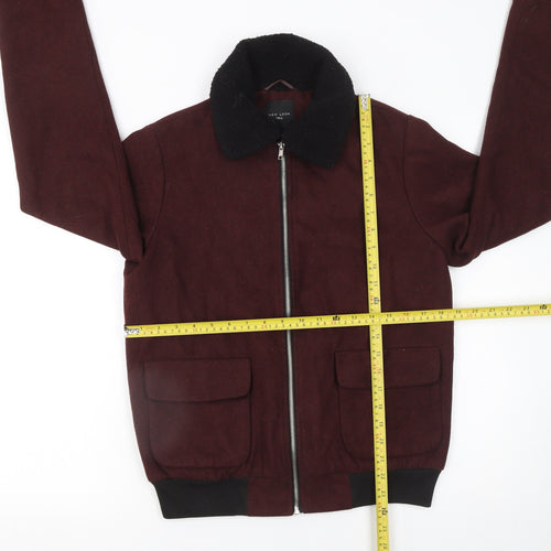 New Look Women Brown Wool Blend Bomber Jacket Size 10 Tall