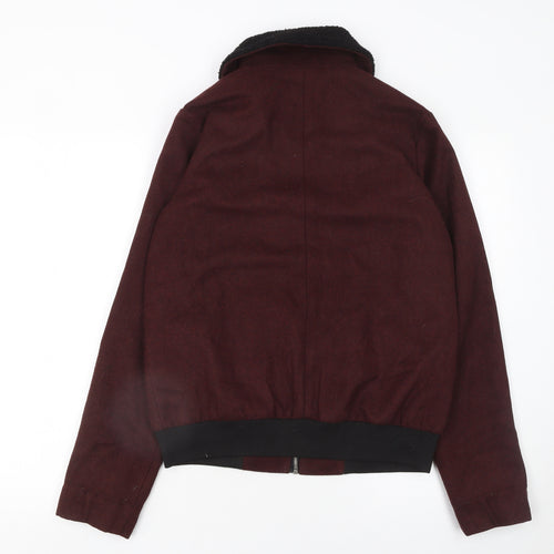 New Look Women Brown Wool Blend Bomber Jacket Size 10 Tall