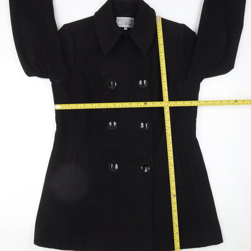 Debenhams Women's Black Pea Coat Size 14 Classic Buttoned Workwear