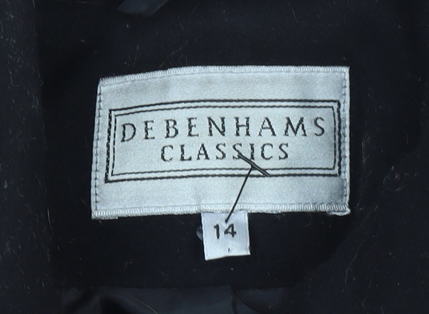 Debenhams Women's Black Pea Coat Size 14 Classic Buttoned Workwear