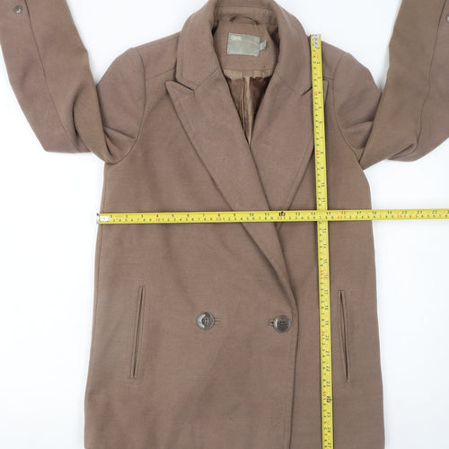 ASOS Women Brown Pea Coat Size 8 Regular Fit Lined Mid-Length