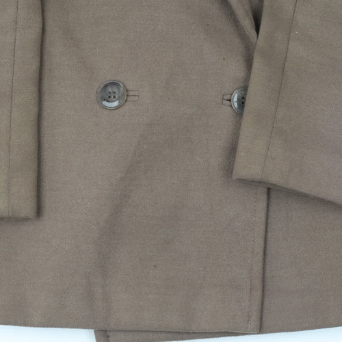 ASOS Women Brown Pea Coat Size 8 Regular Fit Lined Mid-Length