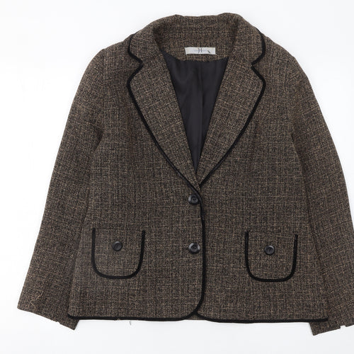 Joanna Hope Women's Brown Tweed Single-Breasted Blazer Size 14