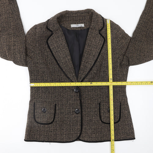 Joanna Hope Women's Brown Tweed Single-Breasted Blazer Size 14