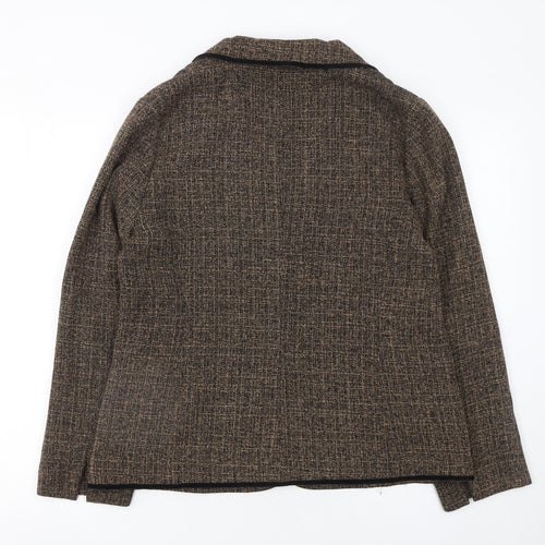 Joanna Hope Women's Brown Tweed Single-Breasted Blazer Size 14