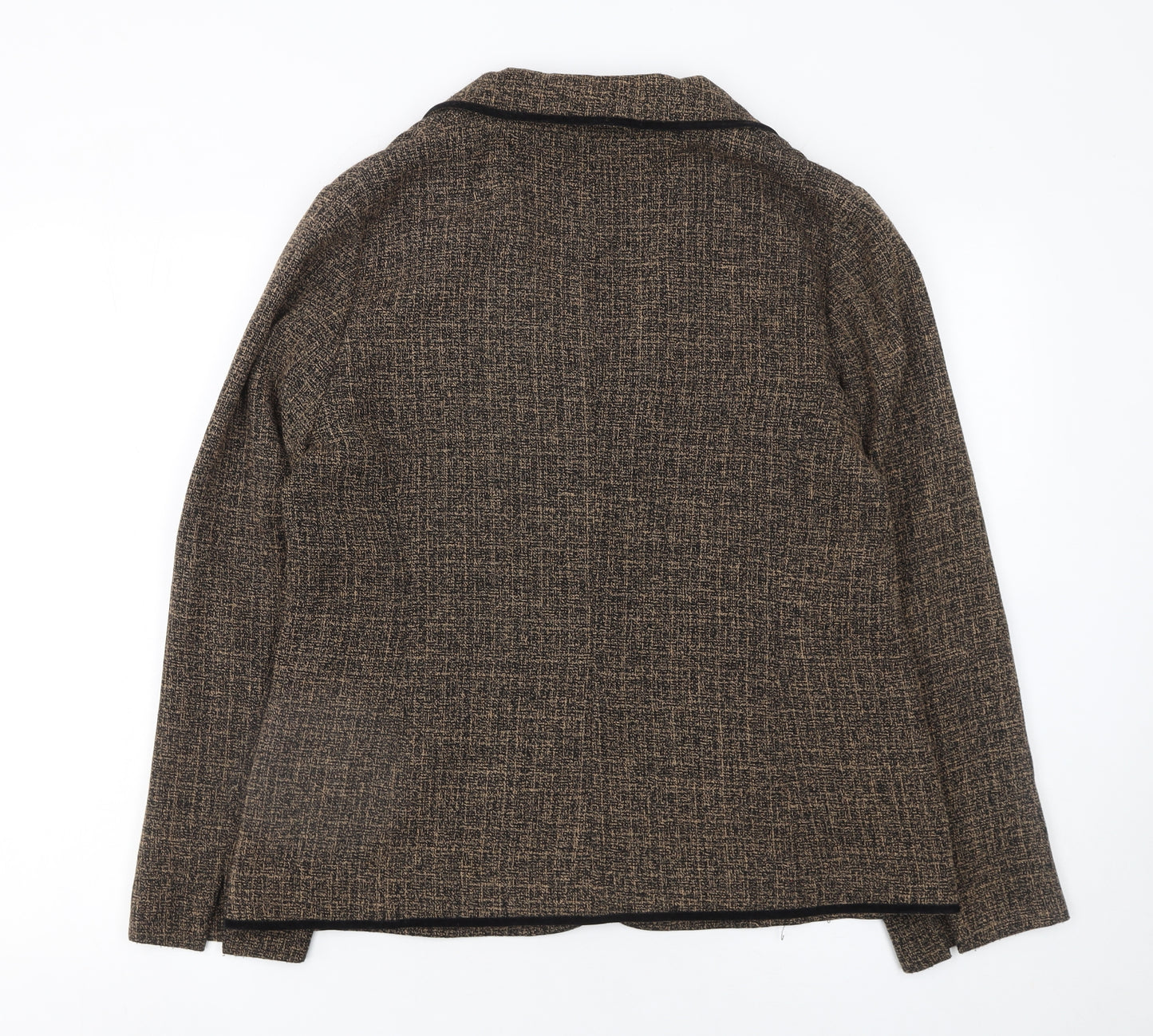 Joanna Hope Women's Brown Tweed Single-Breasted Blazer Size 14
