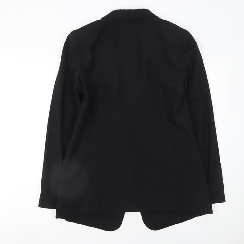 DKNY Womens Black Wool Blend Single Breasted Blazer Size 10