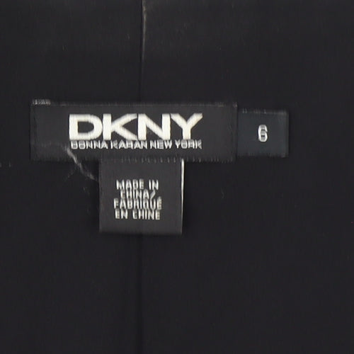 DKNY Womens Black Wool Blend Single Breasted Blazer Size 10