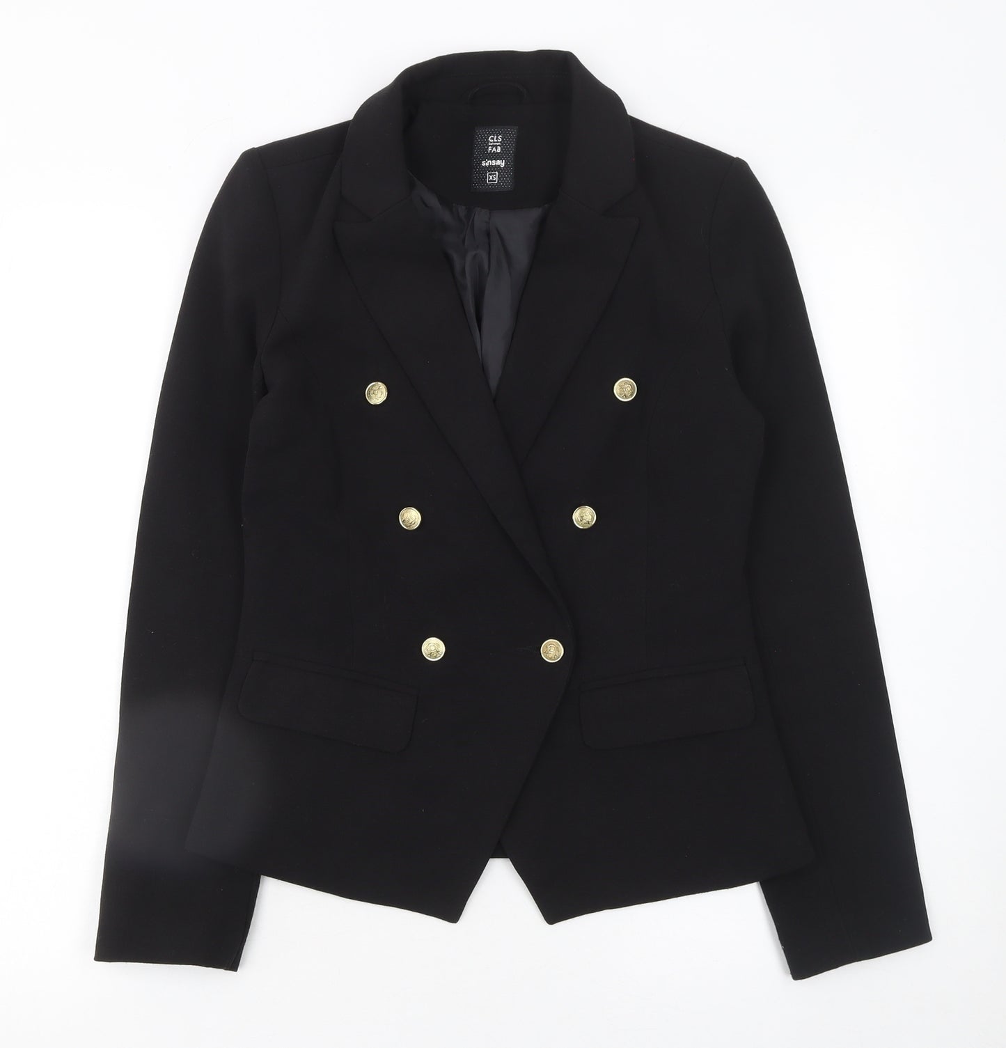 Sinsay Women’s Black Double-Breasted Blazer XS Classic Style